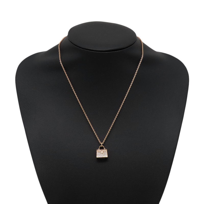エルメス ネックレス アミュレット ケリー ダイヤモンド 38P 計0.39ct K18PGピンクゴールド HERMES ジュエリー ペンダント