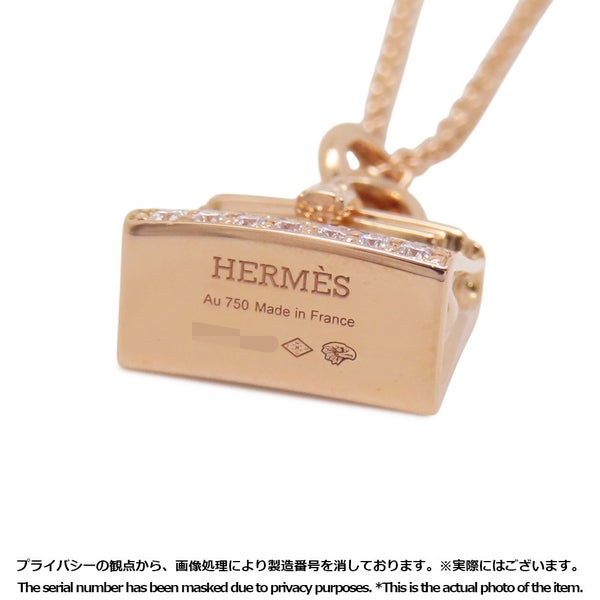 エルメス ネックレス アミュレット ケリー ダイヤモンド 38P 計0.39ct K18PGピンクゴールド HERMES ジュエリー ペンダント