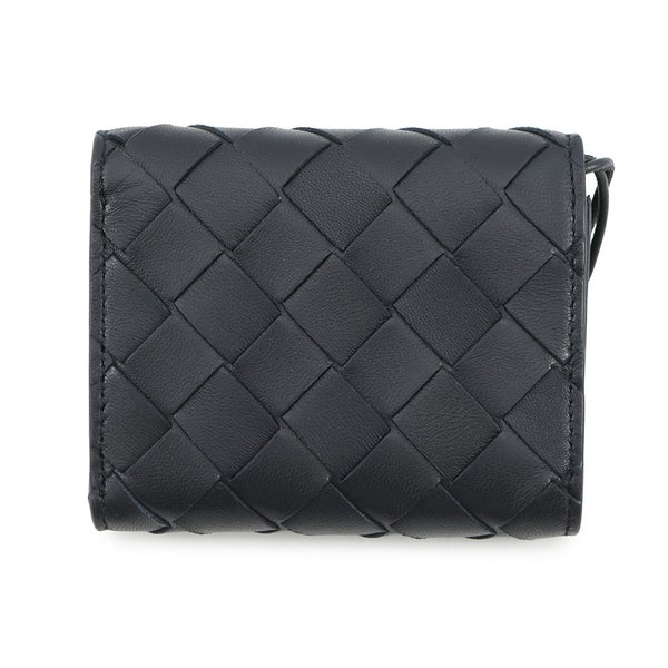 ボッテガヴェネタ 三つ折り財布 イントレチャート アンディアーモ ラムスキン 824968 BOTTEGA VENETA ネイビー
