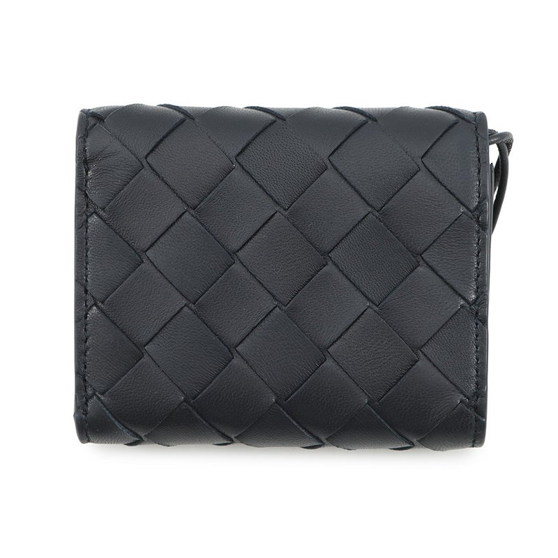 ボッテガヴェネタ 三つ折り財布 イントレチャート アンディアーモ ラムスキン 824968 BOTTEGA VENETA ネイビー