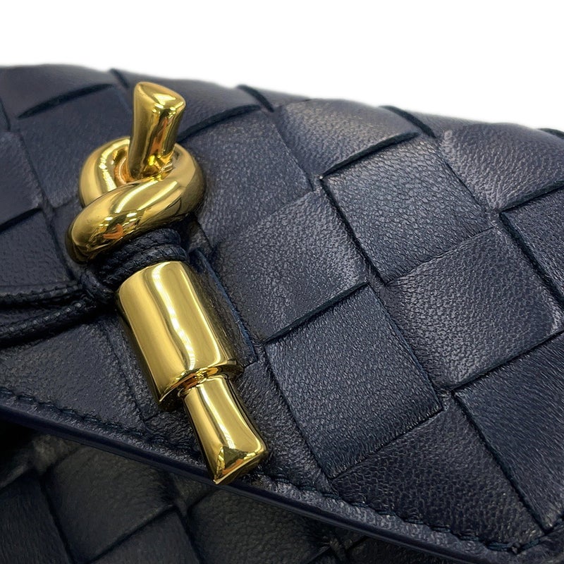 ボッテガヴェネタ 三つ折り財布 イントレチャート アンディアーモ ラムスキン 824968 BOTTEGA VENETA ネイビー