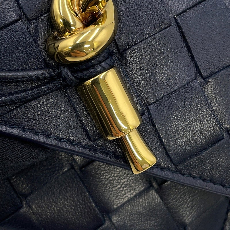 ボッテガヴェネタ 三つ折り財布 イントレチャート アンディアーモ ラムスキン 824968 BOTTEGA VENETA ネイビー