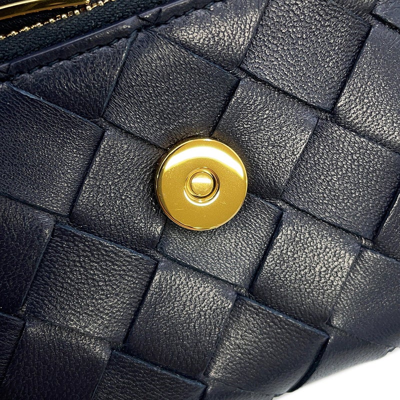 ボッテガヴェネタ 三つ折り財布 イントレチャート アンディアーモ ラムスキン 824968 BOTTEGA VENETA ネイビー