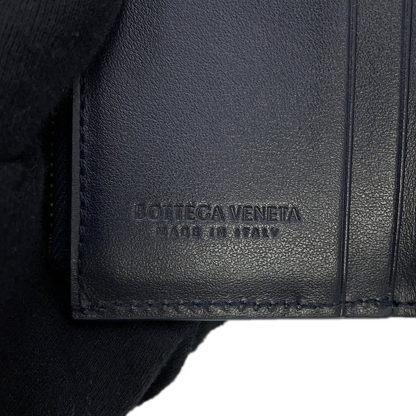 ボッテガヴェネタ 三つ折り財布 イントレチャート アンディアーモ ラムスキン 824968 BOTTEGA VENETA ネイビー