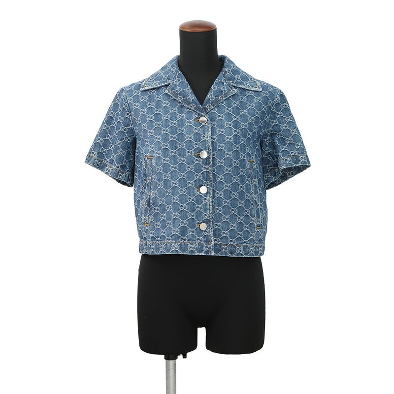 グッチ シャツ GGジャガード デニム コットン100％ レディースサイズ38 788680 GUCCI