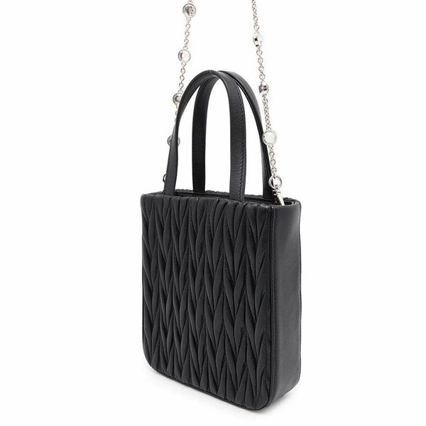 ミュウミュウ ハンドバッグ マテラッセ レザー 5BA220 Miu Miu 2wayチェーンショルダーバッグ 黒