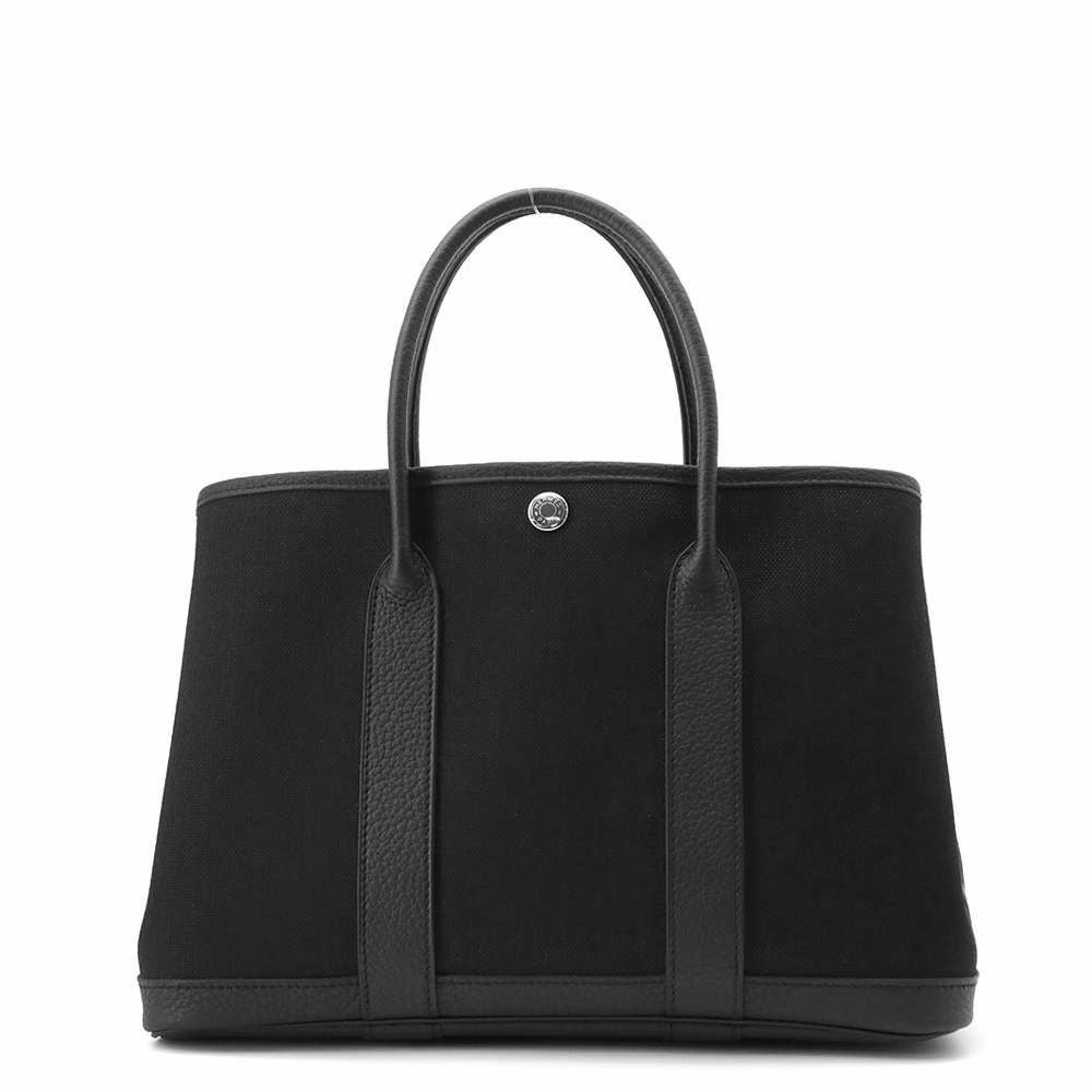 ほぼ新品 HERMES ガーデンパーティ TPM ブラック トワルミリタリー エルメス トートバッグ ガーデンパーティTPM ブラック/シルバー金具