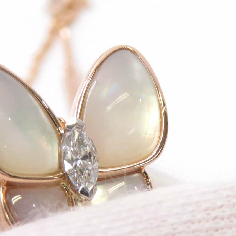 ヴァンクリ ネックレス ドゥ パピヨン ペンダント マザーオブパール ダイヤモンド 2P 0.2ct K18PGピンクゴールド VCARO8FO00