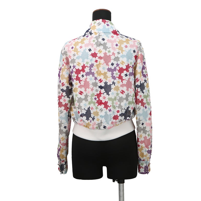 シャネル ジャケット ルーミング ラフィア パッチワーク コットン レディースサイズ34 P76667 CHANEL アウター 白