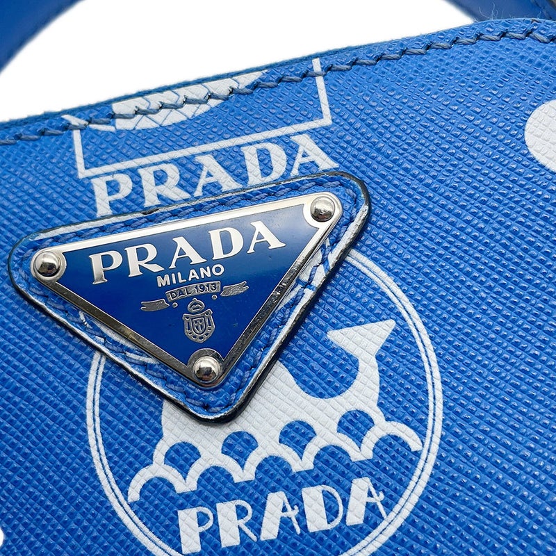 プラダ ハンドバッグ マリンプリント トライアングルロゴ レザー 2VH067 PRADA 2wayショルダーバッグ 白