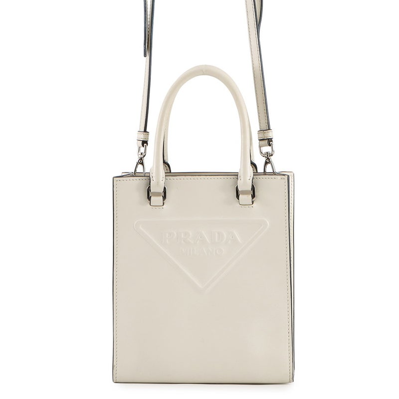 プラダ ハンドバッグ トライアングルロゴ レザー 1BA333 PRADA 2wayショルダーバッグ 白