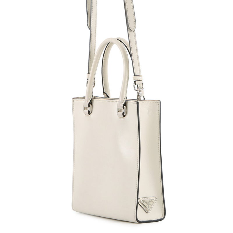 プラダ ハンドバッグ トライアングルロゴ レザー 1BA333 PRADA 2wayショルダーバッグ 白