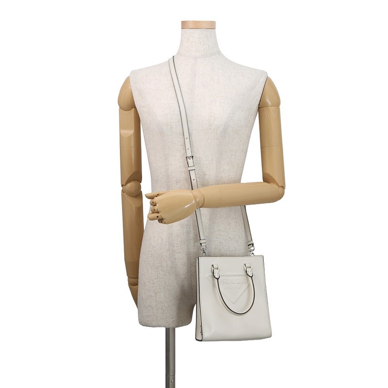 プラダ ハンドバッグ トライアングルロゴ レザー 1BA333 PRADA 2wayショルダーバッグ 白