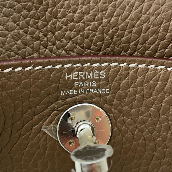 エルメス ハンドバッグ リンディ ミニ エトゥープ/シルバー金具 トリヨンクレマンス W刻印 HERMES バッグ 2wayショルダーバッグ