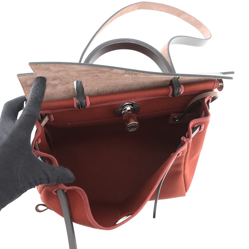 エルメス エールバッグジップPM ルトゥルネ ポケット エベンヌ/ルージュアッシュ/シルバー金具 トワルアッシュ/ヴァッシュハンター G刻印