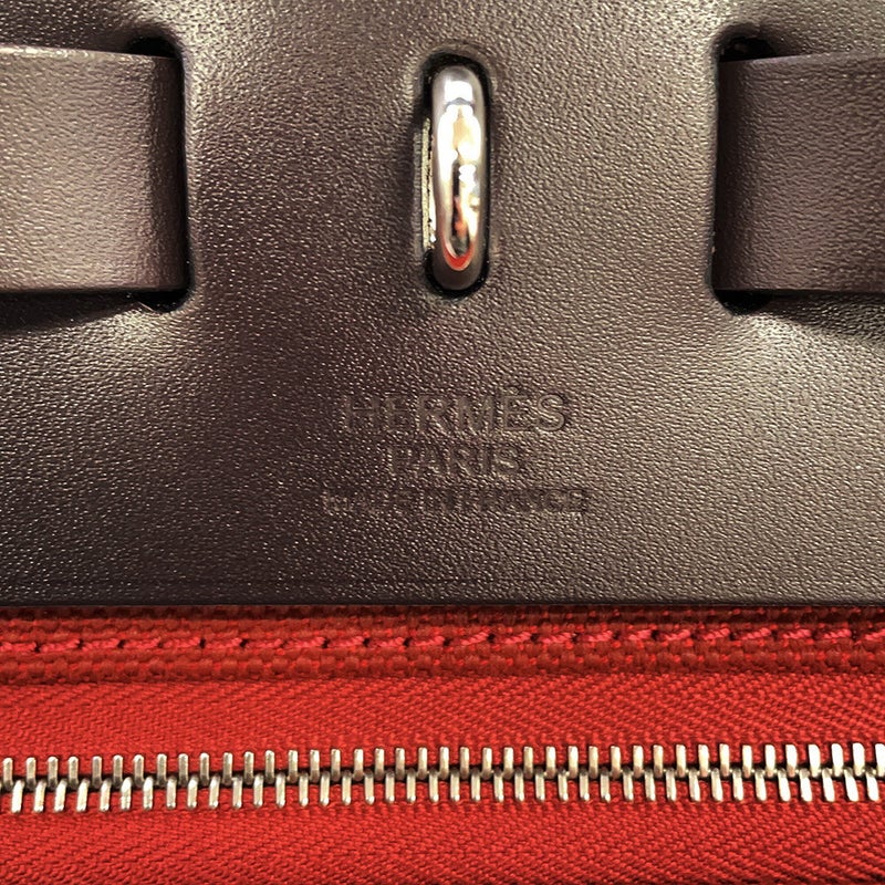 エルメス エールバッグジップPM ルトゥルネ ポケット エベンヌ/ルージュアッシュ/シルバー金具 トワルアッシュ/ヴァッシュハンター G刻印