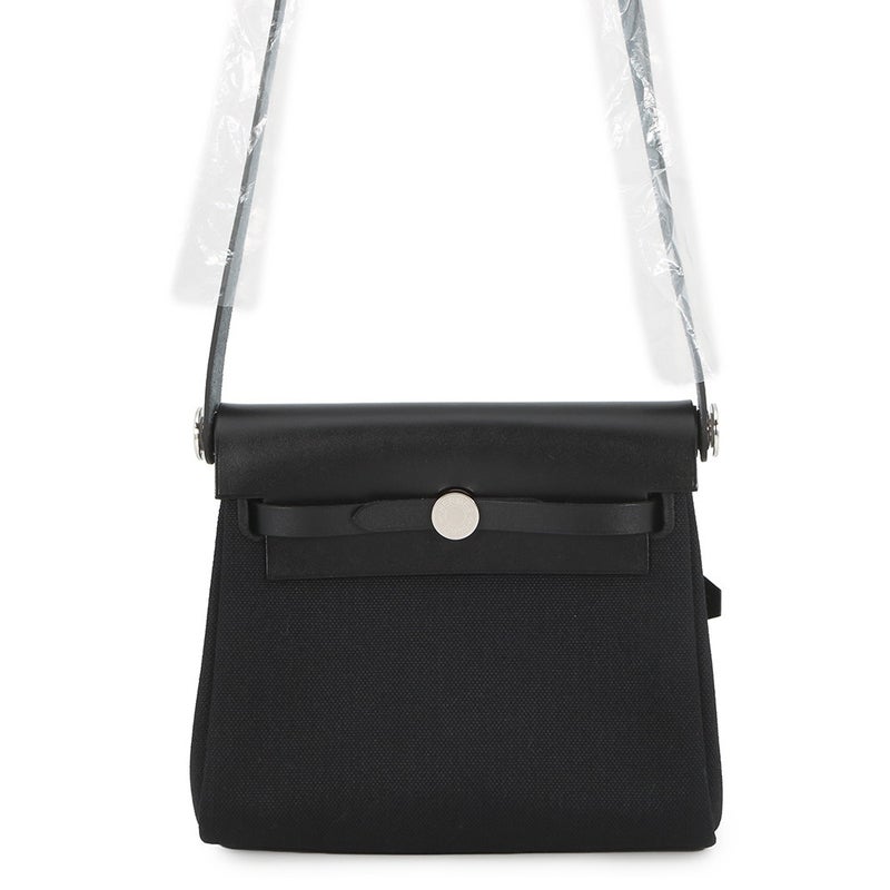 エルメス ショルダーバッグ エールバッグジップ ミニ ブラック/シルバー金具 トワルアッシュ/ヴァッシュハンター G刻印 黒