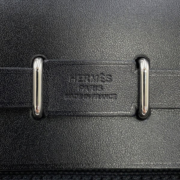 エルメス ショルダーバッグ エールバッグジップ ミニ ブラック/シルバー金具 トワルアッシュ/ヴァッシュハンター G刻印 黒