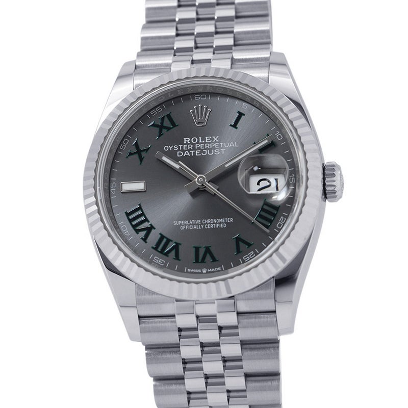 ロレックス デイトジャスト36 SS/K18WG ランダムシリアル ルーレット 126234 ROLEX 腕時計 スレート文字盤