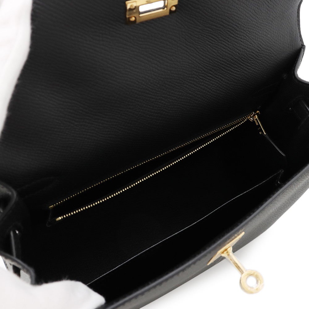 エルメス ケリー25 外縫い ハンドバッグ ショルダー 2WAY □J刻印 黒 HERMES エルメス ショルダーバッグ ケリー25 内縫い 黒 (ブラック