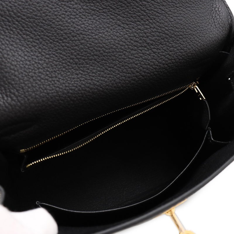エルメス ハンドバッグ ケリー25 内縫い ブラック/ゴールド金具 トゴ G刻印 ２wayショルダー 黒