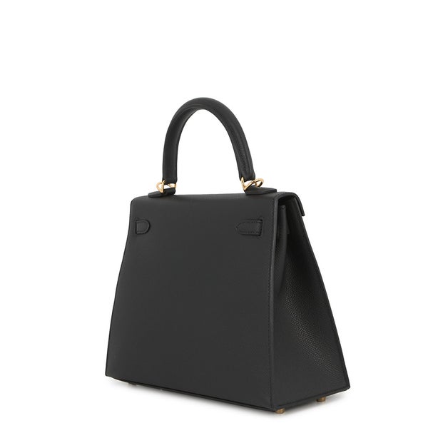 エルメス ハンドバッグ ケリー25 外縫い ブラック/ゴールド金具 エプソン G刻印 HERMES Kelly 2wayバッグ 黒