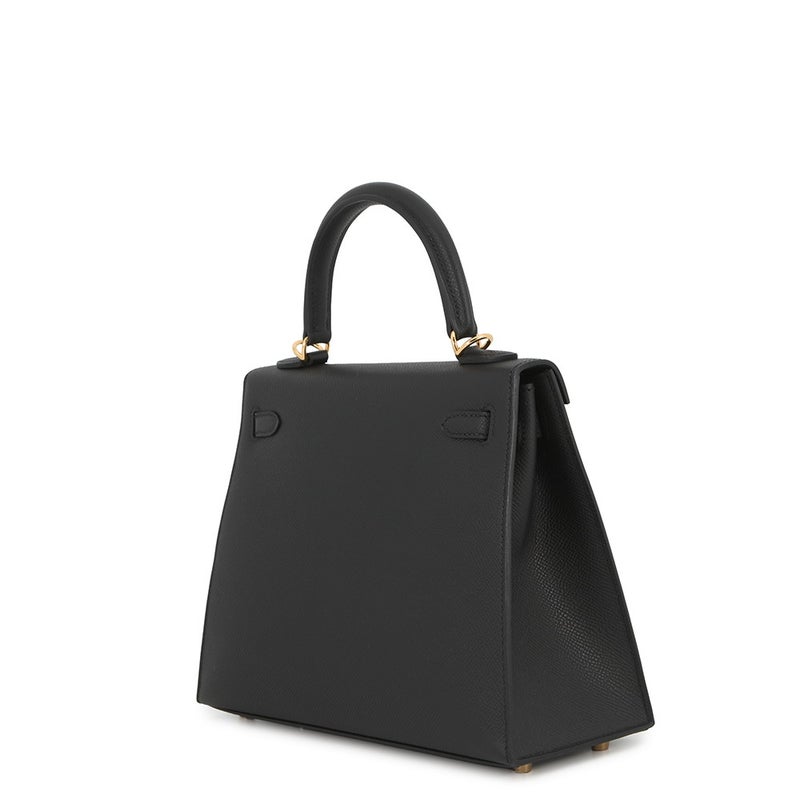エルメス ハンドバッグ ケリー25 外縫い ブラック/ゴールド金具 エプソン G刻印 HERMES Kelly 2wayバッグ 黒