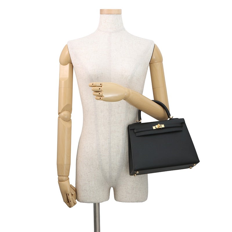 エルメス ハンドバッグ ケリー25 外縫い ブラック/ゴールド金具 エプソン G刻印 HERMES Kelly 2wayバッグ 黒