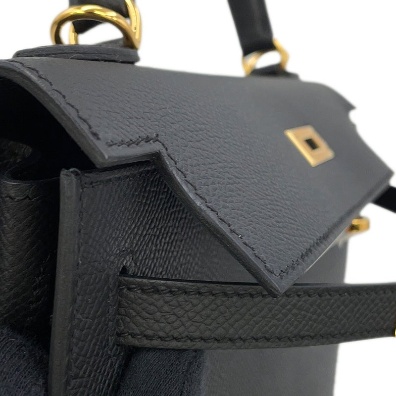 エルメス ハンドバッグ ケリー25 外縫い ブラック/ゴールド金具 エプソン G刻印 HERMES Kelly 2wayバッグ 黒