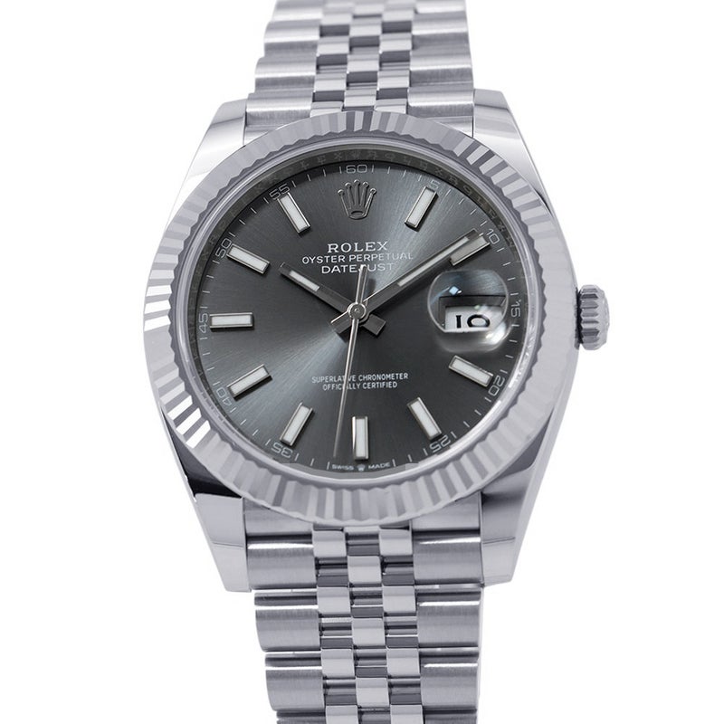 ロレックス デイトジャスト41 SS/K18WG ランダムシリアル ルーレット 126334 ROLEX 腕時計 スレート文字盤