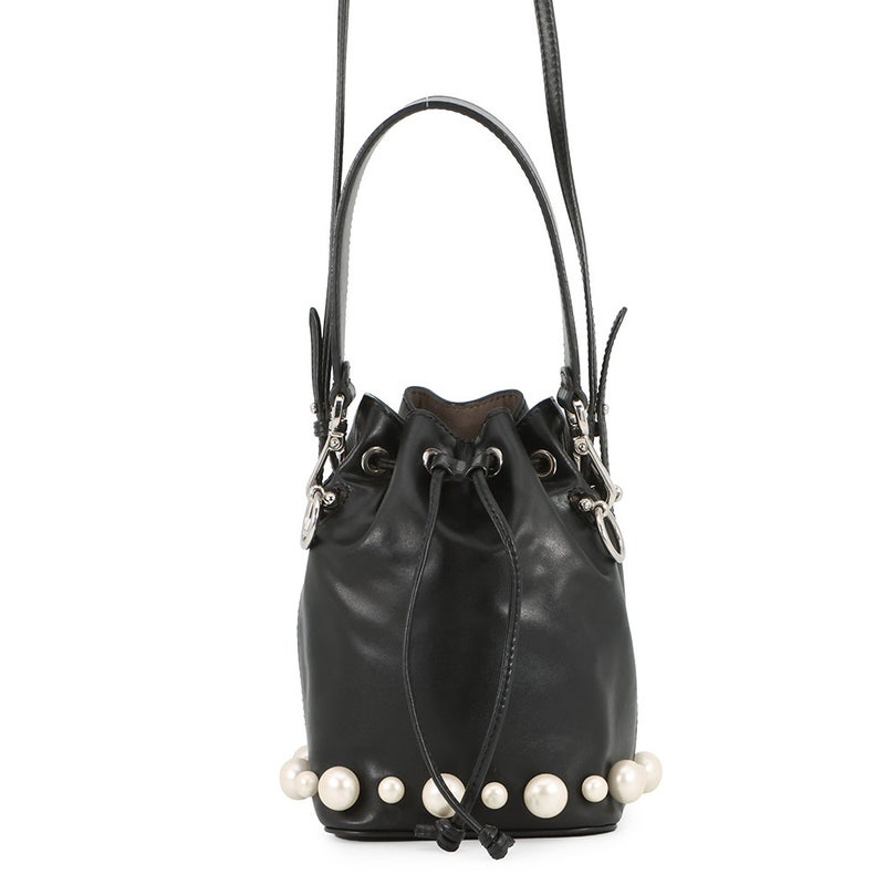 フェンディ ハンドバッグ モントレゾール ミニ フェイクパール レザー 8BS010 FENDI 2wayショルダーバッグ 黒