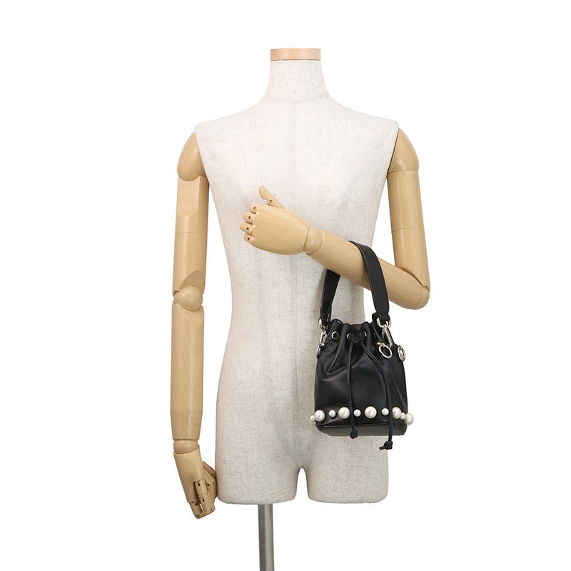 フェンディ ハンドバッグ モントレゾール ミニ フェイクパール レザー 8BS010 FENDI 2wayショルダーバッグ 黒