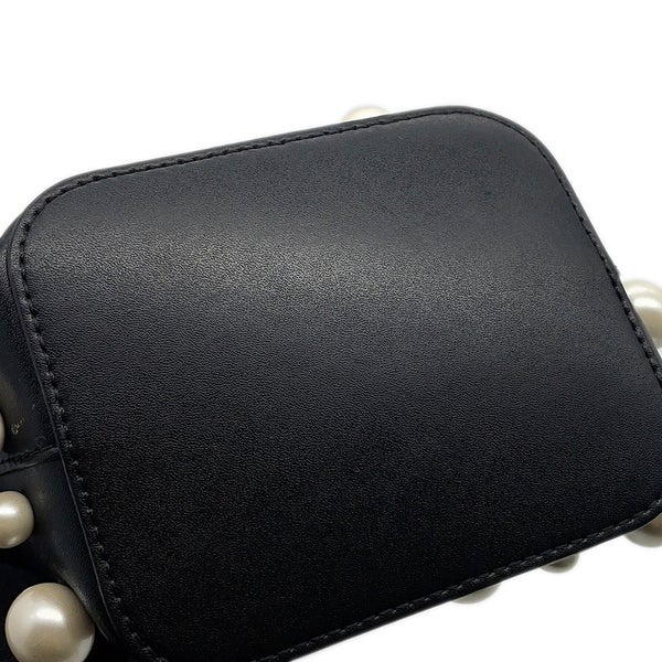フェンディ ハンドバッグ モントレゾール ミニ フェイクパール レザー 8BS010 FENDI 2wayショルダーバッグ 黒