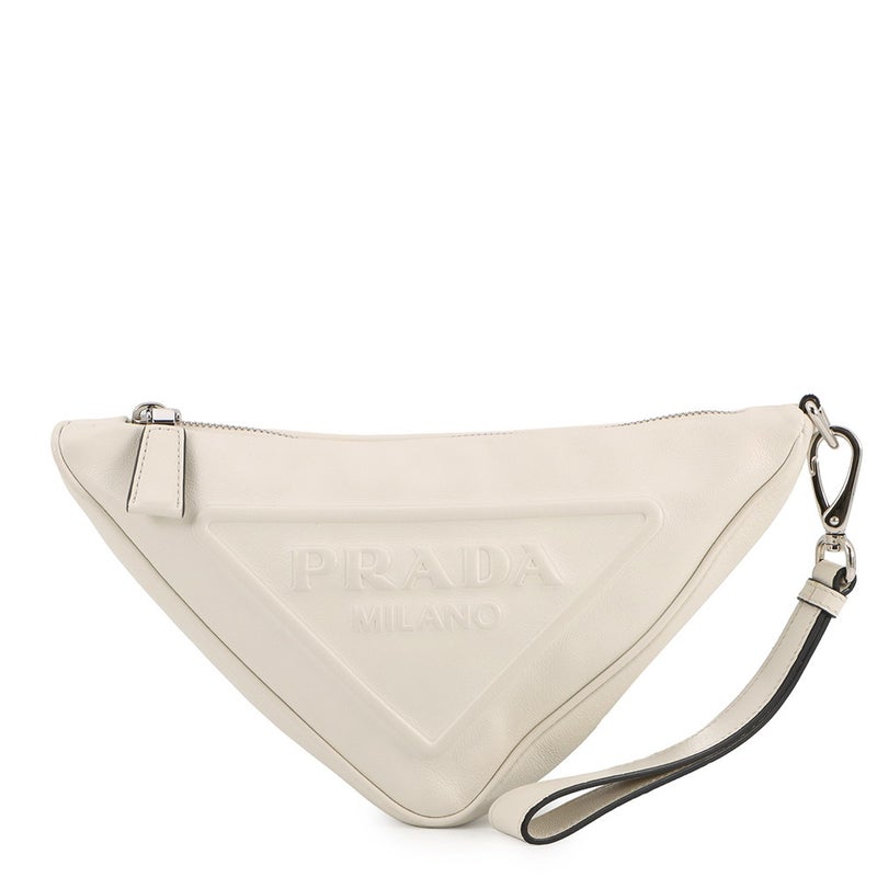 プラダ クラッチバッグ トライアングル レザー 1NE039 PRADA セカンドバッグ ポーチ 白