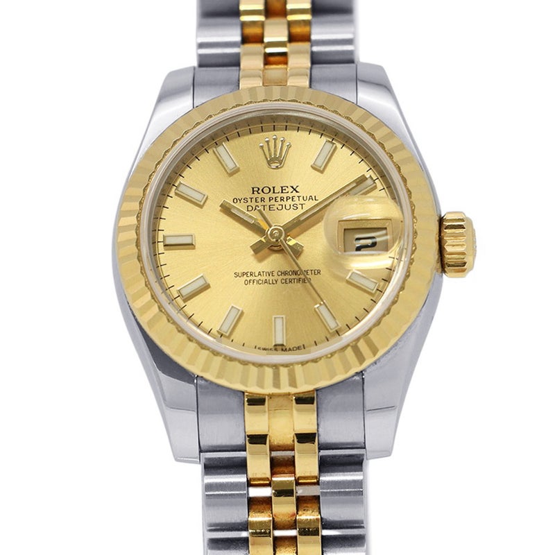 ロレックス デイトジャスト SS/K18YG ランダムシリアル ルーレット 179173 ROLEX 腕時計 シャンパン文字盤
