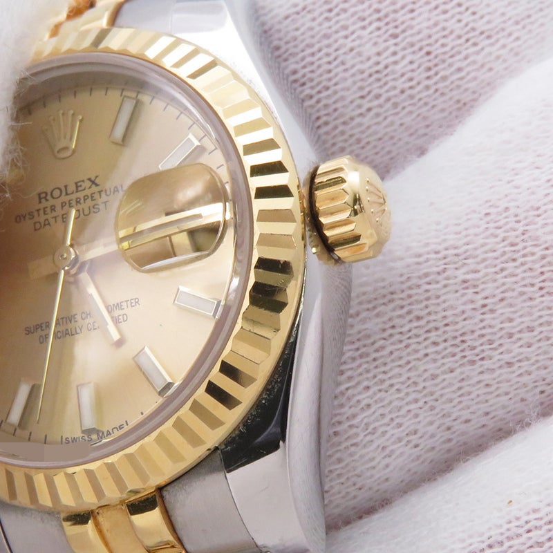 ロレックス デイトジャスト SS/K18YG ランダムシリアル ルーレット 179173 ROLEX 腕時計 シャンパン文字盤