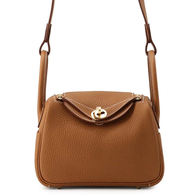 エルメス ハンドバッグ リンディ ミニ ゴールド/ゴールド金具 トリヨンクレマンス G刻印 HERMES バッグ 2wayショルダーバッグ