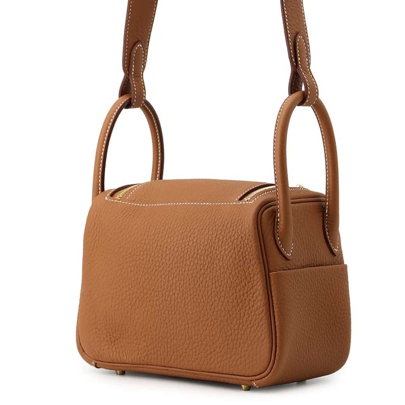 エルメス ハンドバッグ リンディ ミニ ゴールド/ゴールド金具 トリヨンクレマンス G刻印 HERMES バッグ 2wayショルダーバッグ