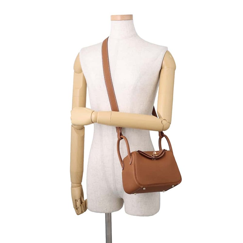 エルメス ハンドバッグ リンディ ミニ ゴールド/ゴールド金具 トリヨンクレマンス G刻印 HERMES バッグ 2wayショルダーバッグ
