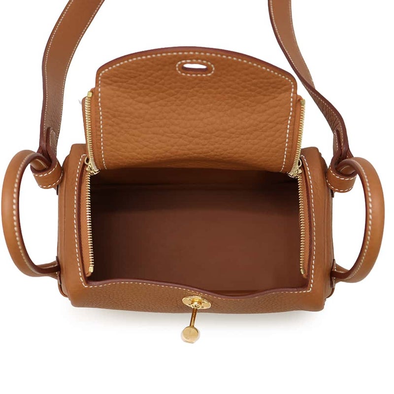 エルメス ハンドバッグ リンディ ミニ ゴールド/ゴールド金具 トリヨンクレマンス G刻印 HERMES バッグ 2wayショルダーバッグ