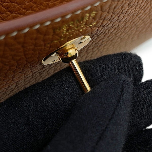 エルメス ハンドバッグ リンディ ミニ ゴールド/ゴールド金具 トリヨンクレマンス G刻印 HERMES バッグ 2wayショルダーバッグ