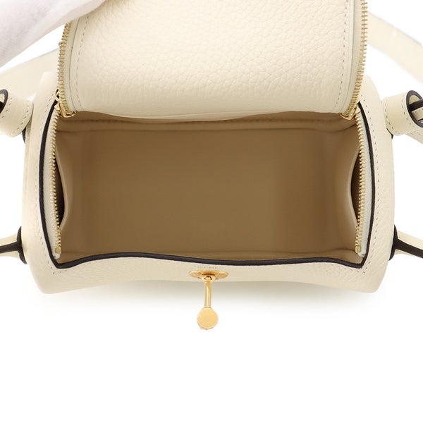 エルメス ハンドバッグ リンディ ミニ クレーム/ゴールド金具 トリヨンクレマンス K刻印 HERMES バッグ 2wayショルダーバッグ