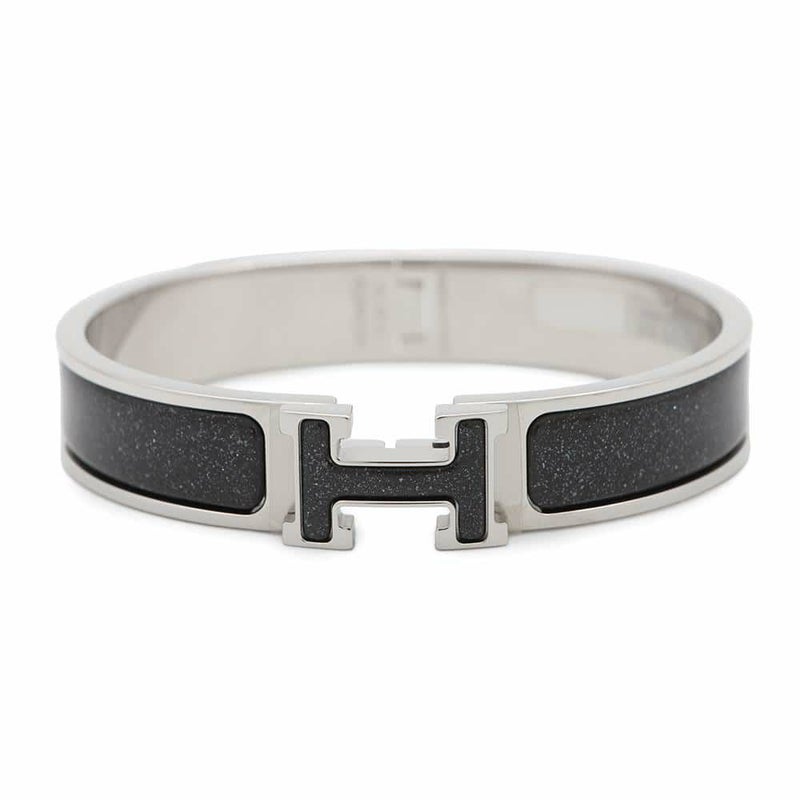 エルメス ブレスレット クリックH グリッター サイズGM ブラック・アルジョンテ/シルバー金具 HERMES 黒