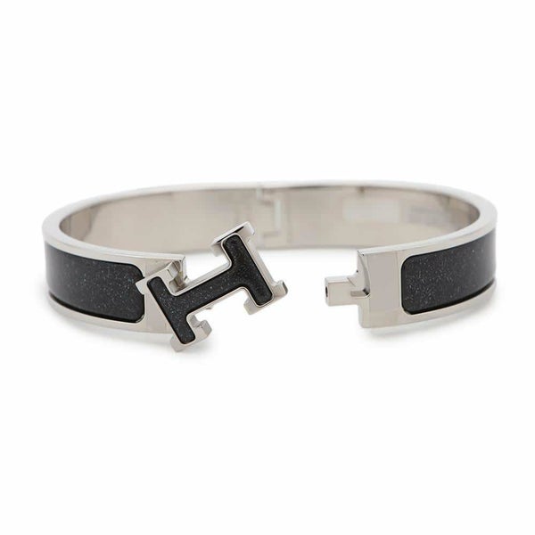 エルメス ブレスレット クリックH グリッター サイズGM ブラック・アルジョンテ/シルバー金具 HERMES 黒