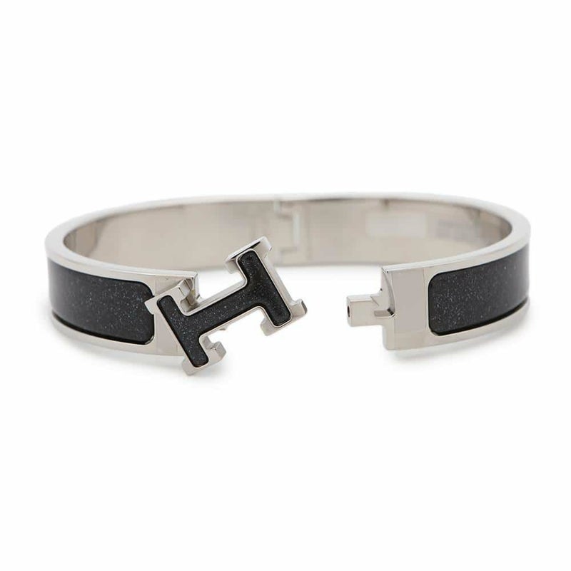エルメス ブレスレット クリックH グリッター サイズGM ブラック・アルジョンテ/シルバー金具 HERMES 黒