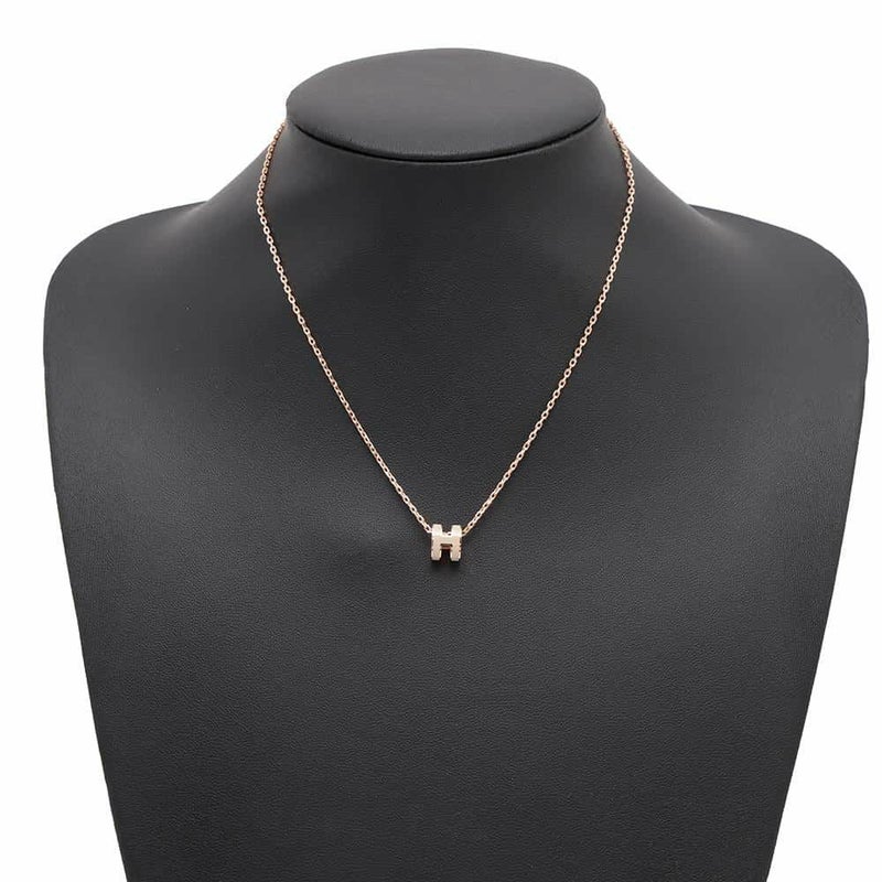 エルメス ネックレス ミニ・ポップアッシュ マロングラッセ/ピンクゴールド金具 アクセサリー ポップH