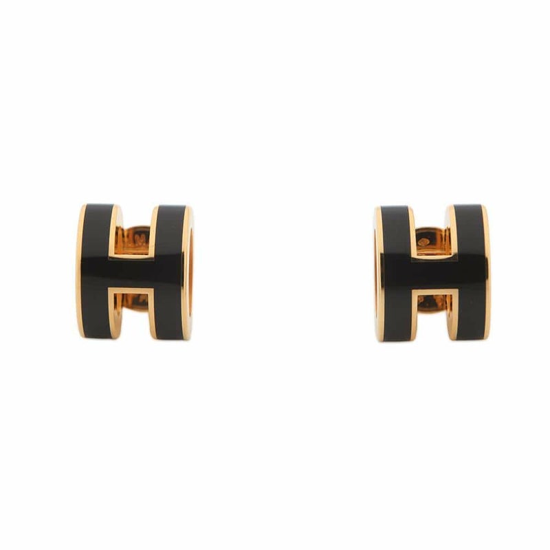 エルメス ピアス ミニ・ポップアッシュ ブラック/ゴールド金具 Hモチーフ HERMES Pop H ポップH
