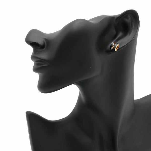エルメス ピアス ミニ・ポップアッシュ ブラック/ゴールド金具 Hモチーフ HERMES Pop H ポップH