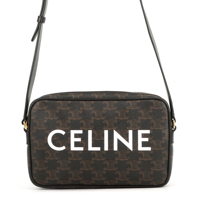 セリーヌ ショルダーバッグ トリオンフ ホリゾンタル ミディアム メッセンジャーバッグ PVC 194502CIM.38NO CELINE 黒