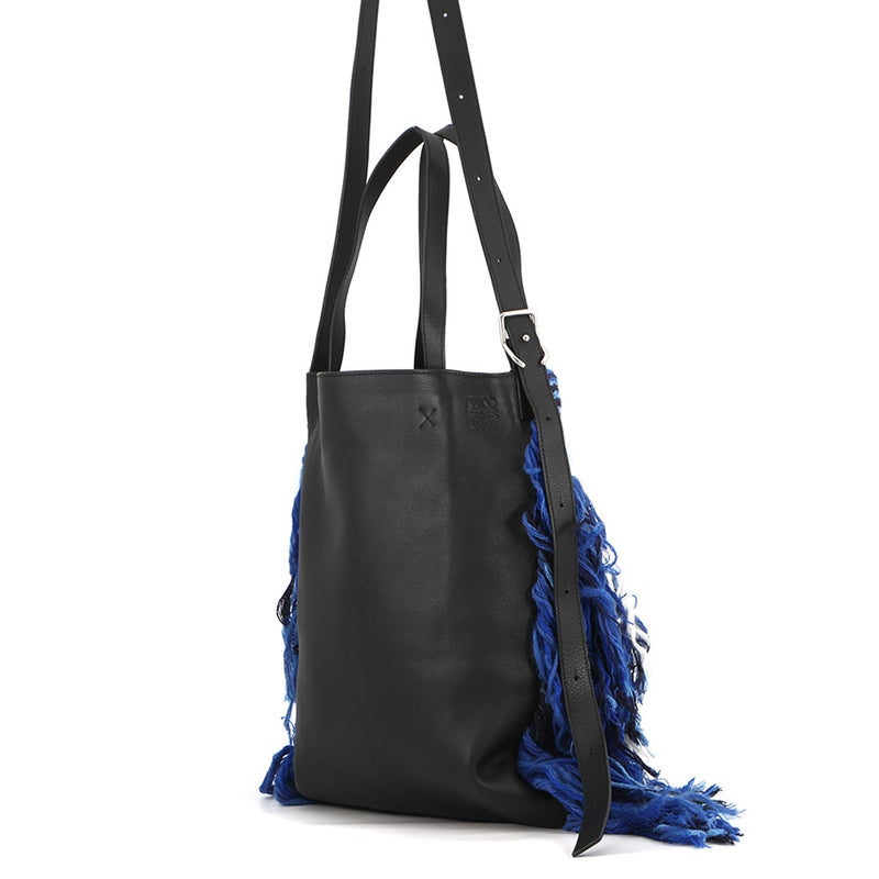 ロエベ トートバッグ ドラゴンニットバッグ ウィリアム・ド・モーガンコラボ  ウール/レザー LOEWE 2wayショルダー 黒